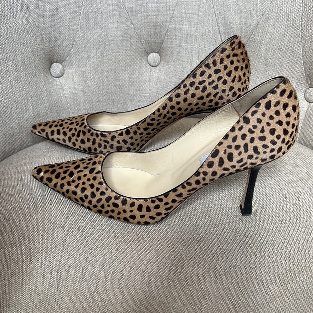Jimmy Choo Elevens in Leopard size 40.5 Animal print Cheetah pony hair heels - Picture 4 of 16